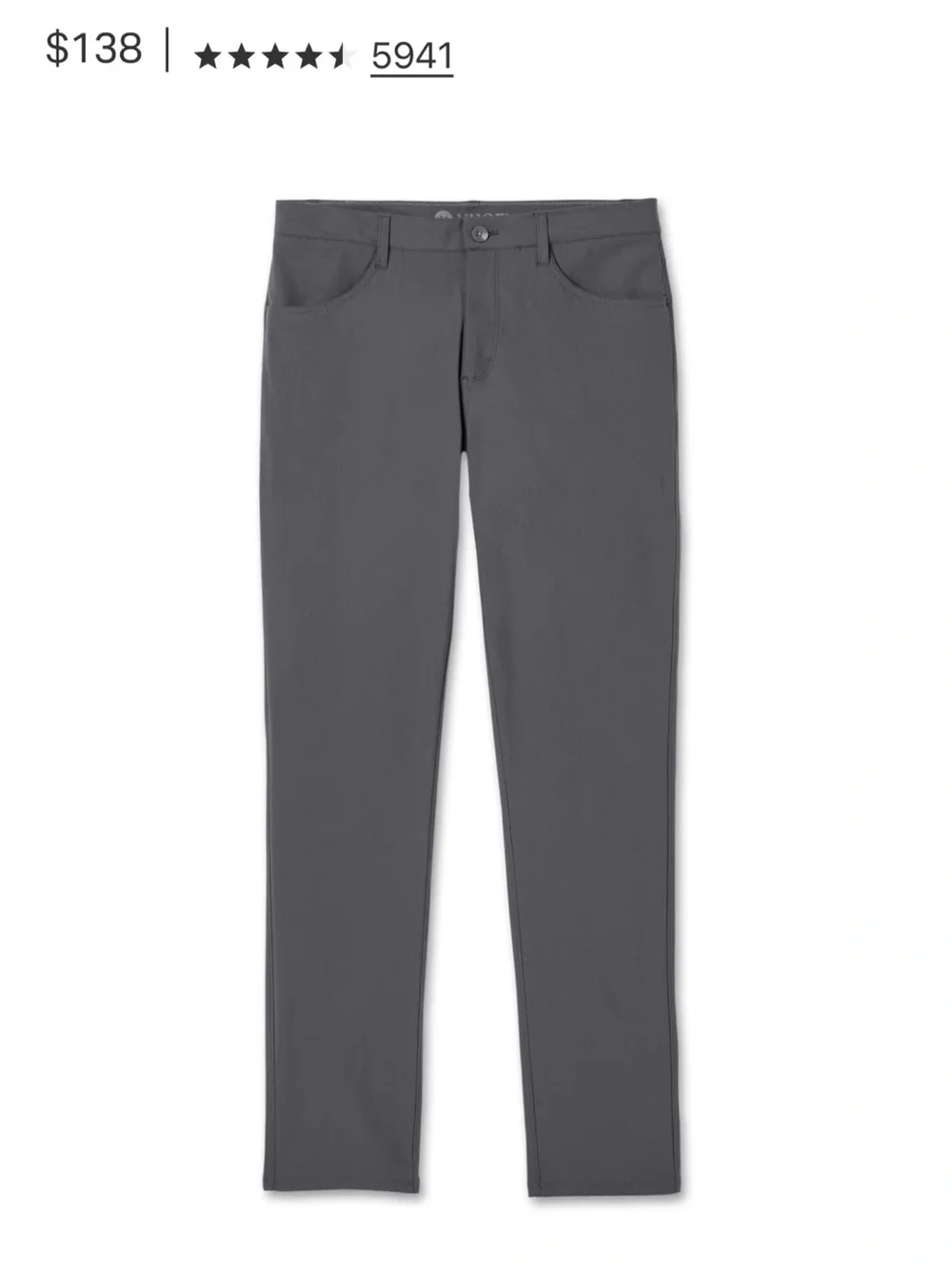 Vuori Meta Pant Athletic Slim Fit 30” Charcoal Size 38x30